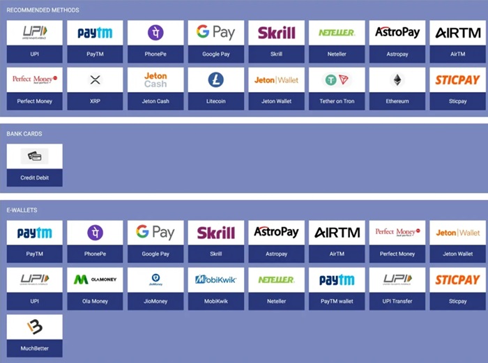 paripesa Payment Methods