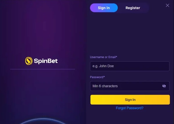 SpinBet login