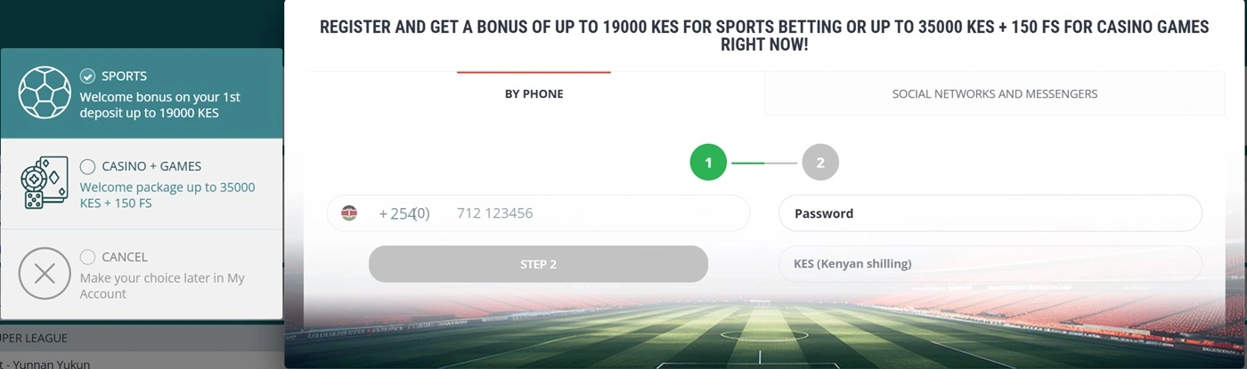 22bet kenya login