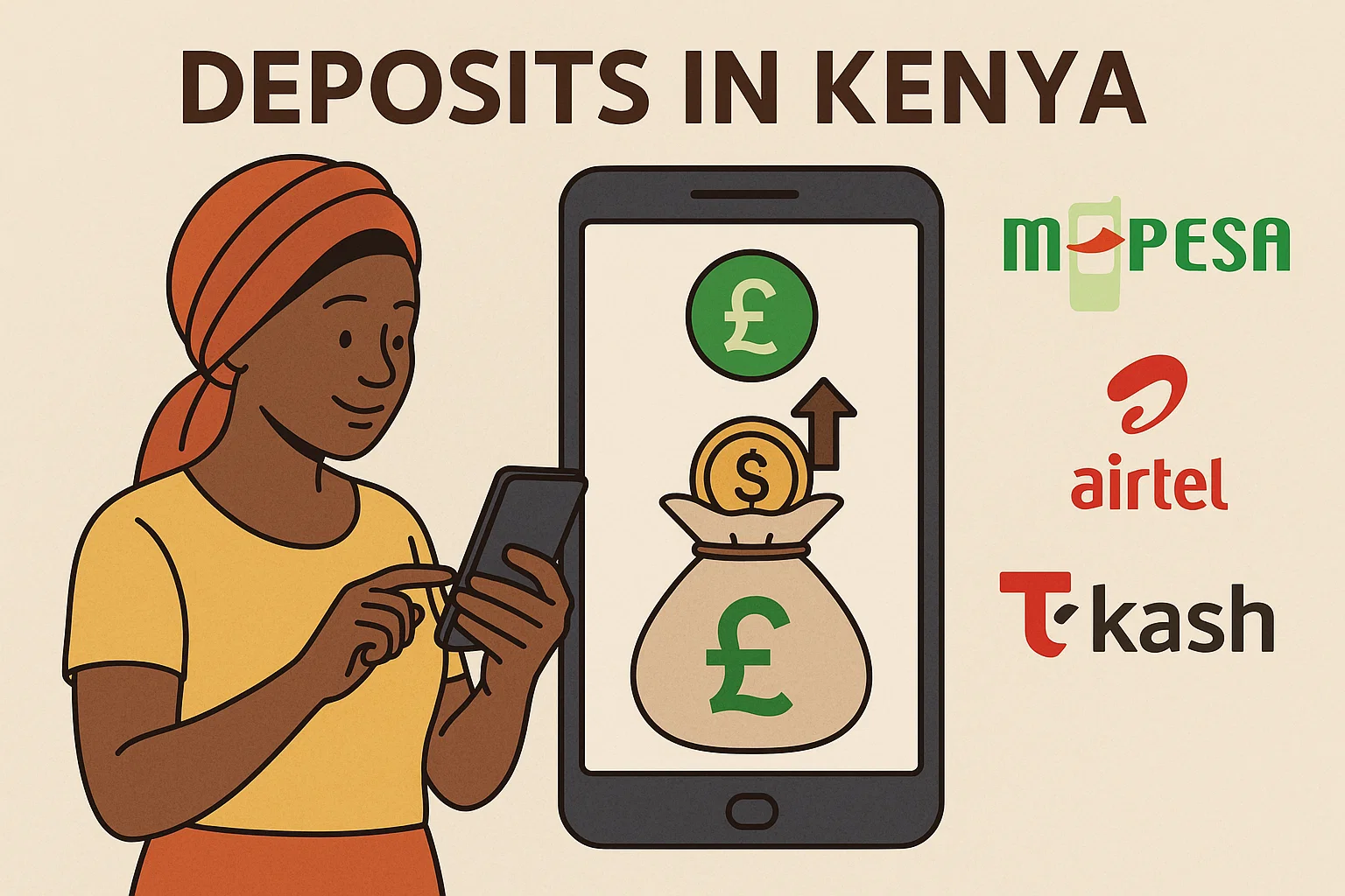 Deposits in Kenya (M-Pesa Airtel T-Kash)